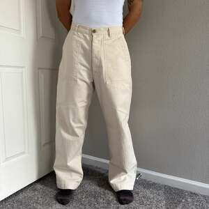Not Yet Home Classic Wear Herringbone Fatigue Utility Pants Off White Size L